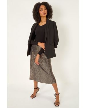 Roman Fluted Hem Sequin Skirt - Black
