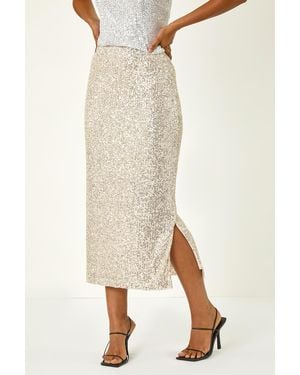 D.u.s.k Sequin Pencil Skirt - Natural