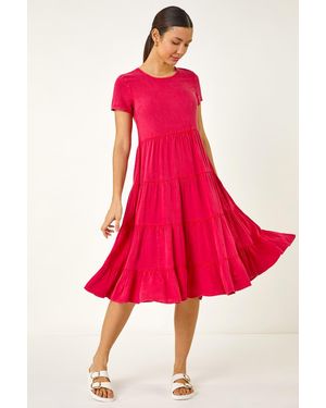 Roman Frill Tiered Smock Midi Dress