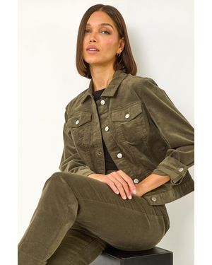 Roman Corduroy Pocket Detail Stretch Jacket - Green