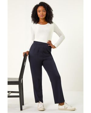 Roman Petite Straight Leg Ponte Stretch Trouser - Blue