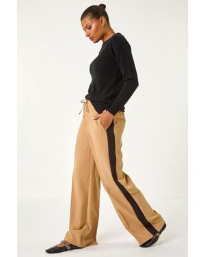 Roman Side Stripe Wide Leg Trouser - Natural
