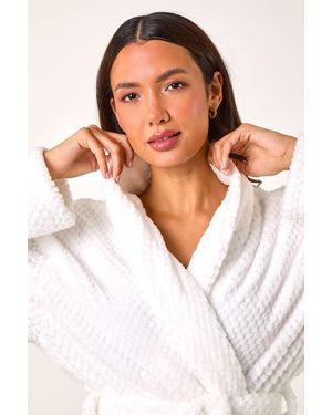 Roman Textured Dressing Gown - White
