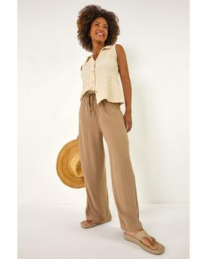 Roman Stripe Linen Blend Trouser - Natural