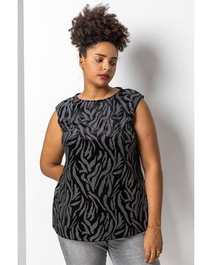 Roman Curve Animal Print Velvet Top - Metallic