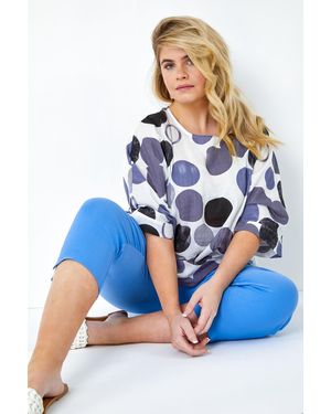 Roman Curve Cropped Stretch Trouser - Blue