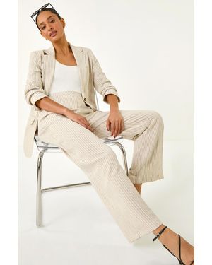 D.u.s.k Elasticated Linen Blend Tailored Trousers - Natural