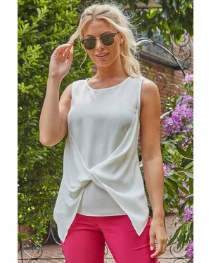 Roman Sleeveless Twist Front Top - White