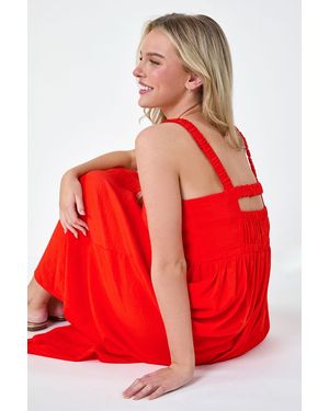 Roman Petite Plain Stretch Back Maxi Dress - Red
