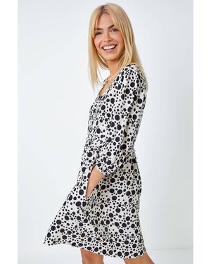 D.u.s.k Spot Print Frill Detail Smock Dress - White