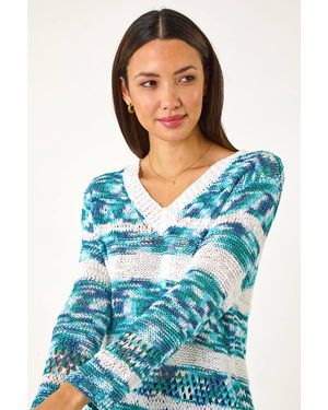Roman Spacedye Stripe Knit Jumper - Blue