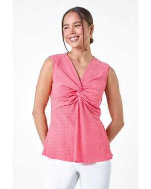 Roman Petite Twist Textured Stretch Top - Pink