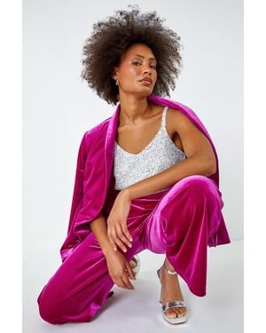 D.u.s.k Velvet Elastic Waist Wide Leg Trousers - Pink