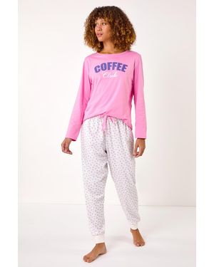 Roman Coffee Club Pyjama Set - Pink