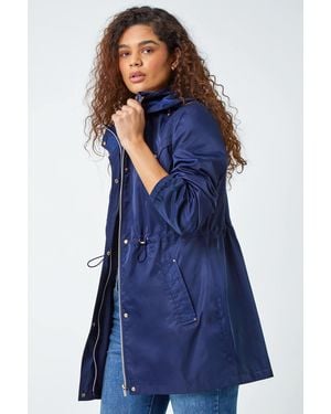 Roman Shower Resistant Longline Jacket - Blue