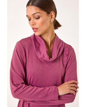 Roman Wrap Front Cowl Neck Top - Pink