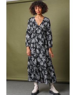 D.u.s.k Floral Print Tiered Maxi Dress - Black