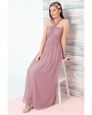 Roman Bead Embellished Maxi Dress - Pink