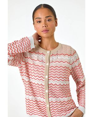 Roman Petite Chevron Knitted Cardigan - Pink