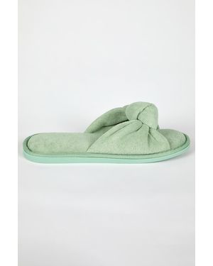 Roman Towelling Knot Slipper - Green