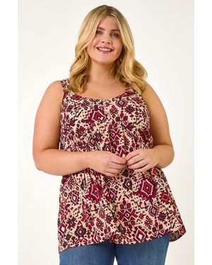 Roman Curve Ikat Print Vest Top - Red