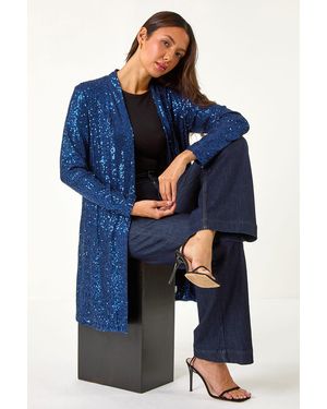 Roman Longline Sequin Stretch Jacket - Blue
