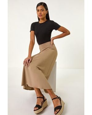 Roman A-Line Pull On Stretch Skirt - Natural