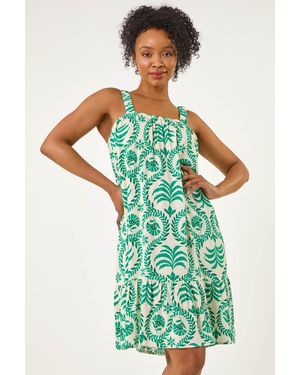 Roman Petite Frill Hem Strappy Dress - Green