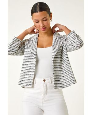 Roman Textured Stripe Collar & Revere Blazer - Grey