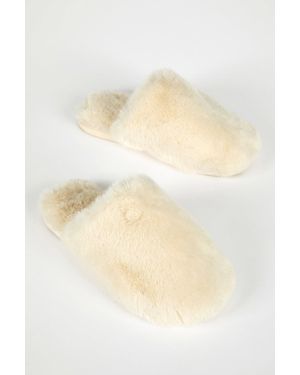 Roman Faux Fur Mule Slipper - Natural