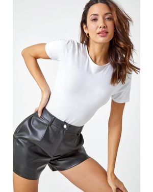 Roman Faux Leather Shorts - White