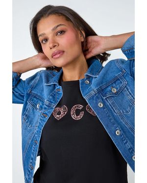 Lilly-and-Hope Metallic Foil Print Stretch T-Shirt - Blue