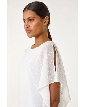 Roman Asymmetric Dobby Overlay Top - White