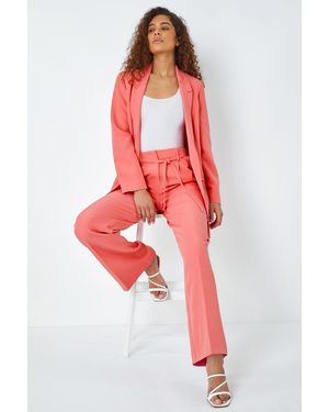 Roman Crepe Stretch Straight Leg Trousers - Red