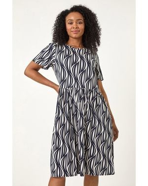 Roman Petite Geometric Pocket Dress - Blue