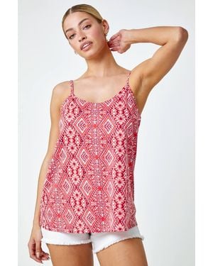 D.u.s.k Cross Back Aztec Print Stretch Vest - Pink