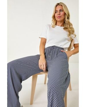 Roman Petite Geometric Wide Leg Trouser - Grey