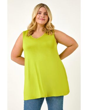 Roman Curve Swing V-Neck Vest Top - Yellow