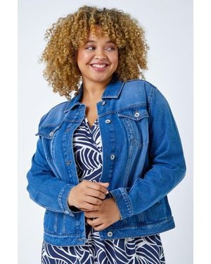 Roman Curve Cotton Jacket - Blue