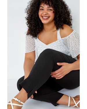 Roman Curve Elastic Waist Full Length Trousers - Black