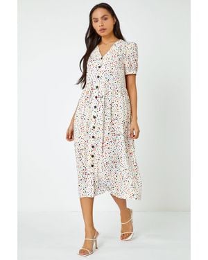 D.u.s.k Ditsy Spot Print Button Down Dress - Purple