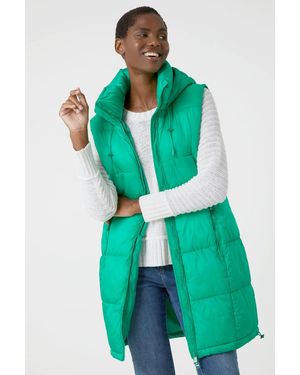 Roman Padded Longline Hooded Gilet - Green