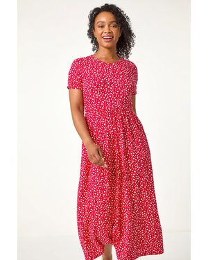 Roman Petite Spot Print Stretch Midi Dress - Red