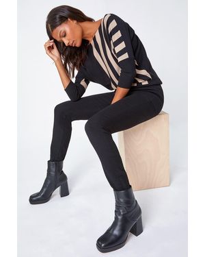 Lilly-and-Hope Contrast Stripe Print Knit Jumper - Black