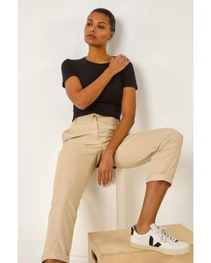 Roman Cotton Stretch Chino Trousers - Natural