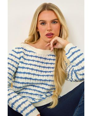 Roman Petite Stripe Metallic Knit Jumper - Blue