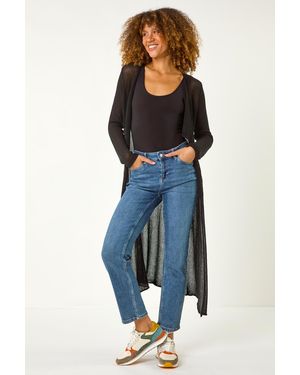 Roman Waterfall Knit Longline Cardigan - Blue