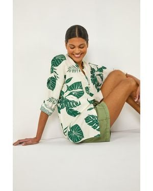 Roman Tropical Palm Leaf Buttoned Shirt - Green