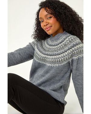 Roman Petite Metallic Fairisle Jumper - Grey