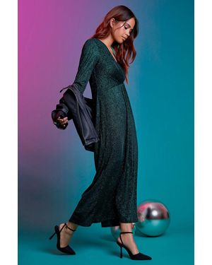 Roman Petite Gathered Glitter Bodycon Maxi Dress - Blue